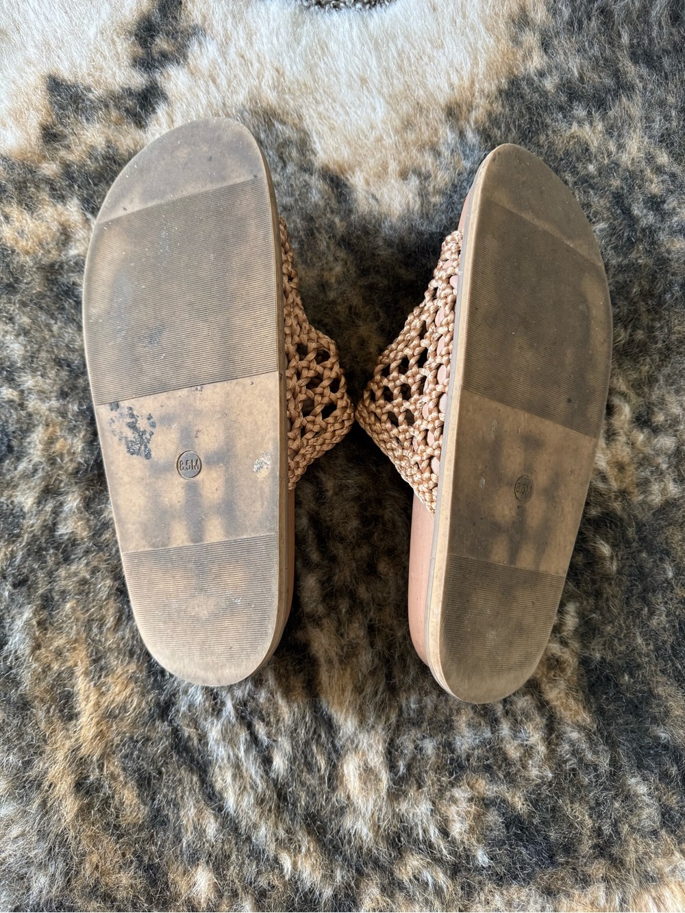 Braided Double-Buckle Slide Sandals in Tan - Picture 2 of 2